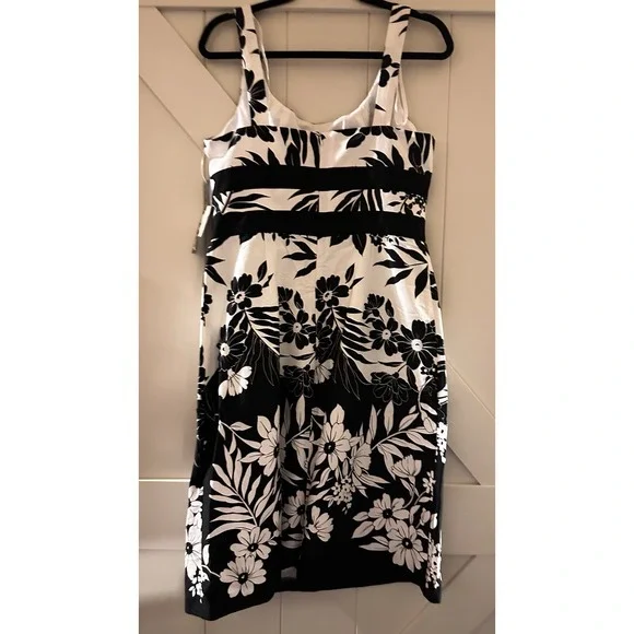 NWT Donna‎ Ricco New York Black White Floral Pattern Sleeveless Dress Sz 12 - Picture 3 of 7